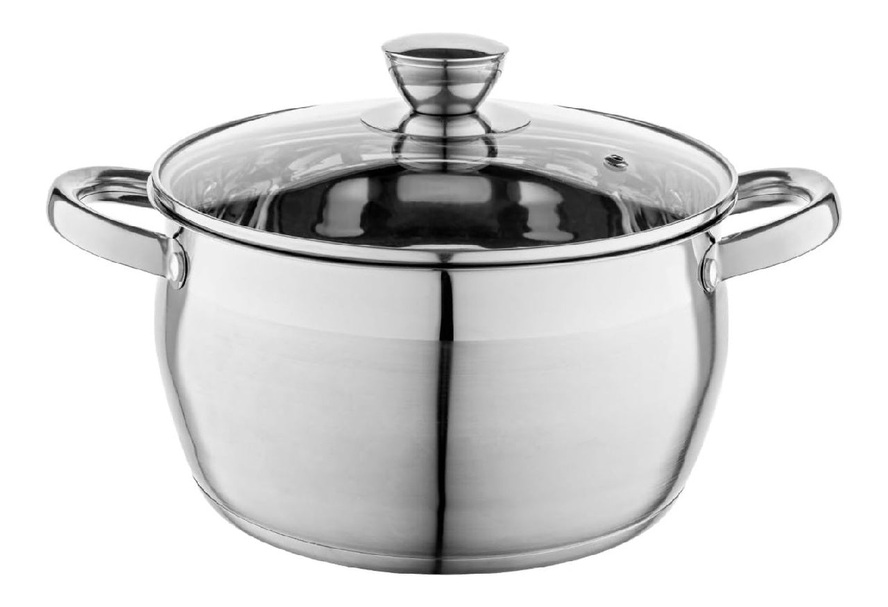 Faitout Inox 6 l I Diametre du 24 cm I Marmite Inox I Casserole Acier Inoxydable avec Couvercle dans Verre I Faitout destine a Induction Marmite tous Feux I Convient au Lavevaisselle