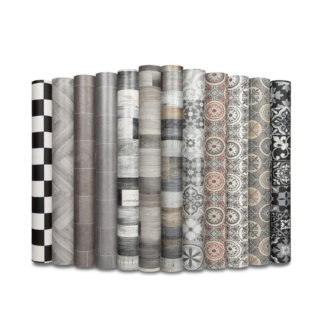 pura casa Revetement Sol Film Vinyle pour Meuble Sol Stickers Effet Carrelage Sol Rouleau Antiderapant 100 Ecologique Aspect Damier 200x250 cm