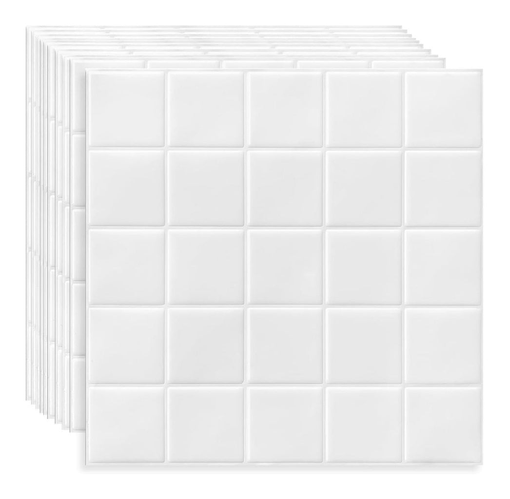 Mural Carrelage Adhesif Cuisine Carre Blanc 10 Pieces Credence AdhesiveCarreauxAutocollant305x 305 cm