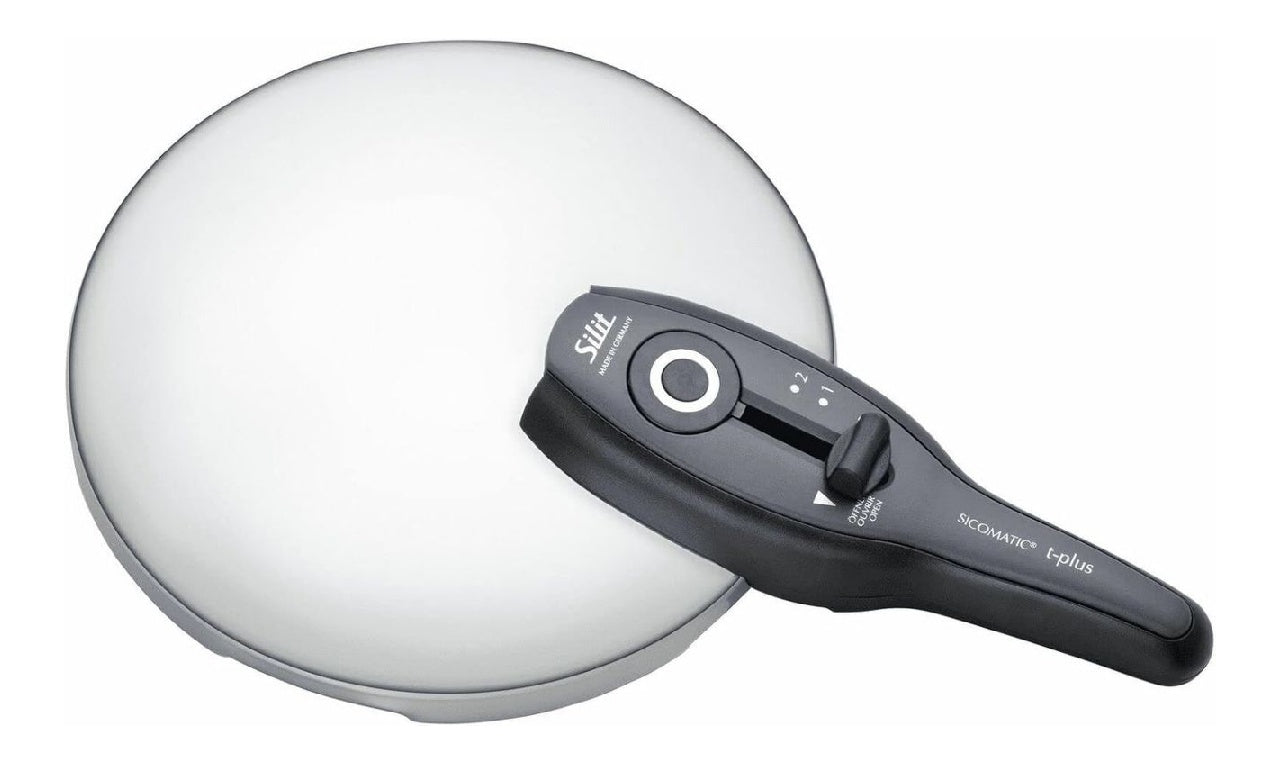 Silit Sicomatic tplus couvercle du rechange destine a autocuiseur 3l 45l 65l 85l marmite vapeur 22 cm poignee dans plastique 2 niveaux de cuisson noir 212