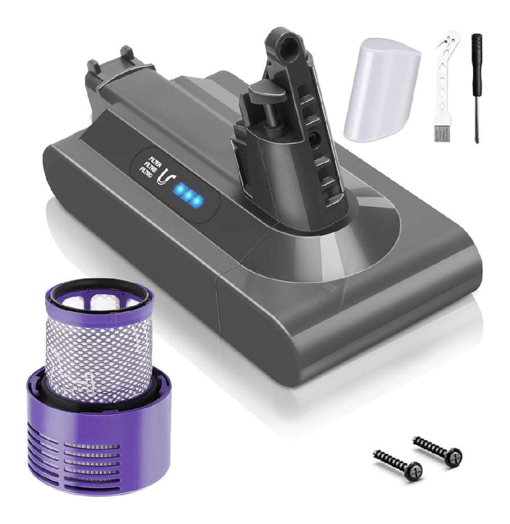 Batterie Waitley destine a V10 SV12 6000mAh possedant 1 Filtre Pour V10 Animal Absolute Motorhead Fluffy et Total Clean accumulateur Liion 6000mAh possedant filtre ainsi que securite integree