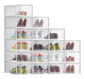 SONGMICS Boites a Chaussures Rangement Chaussures dans Plastique Pliables et Empilables pour Pointure Jusqu'a 43 Lot de 18 Transparent et Blanc Nuage LSP066W18 LSP18SWT Organiseur de chaussures en plastique transparent blanc nuage